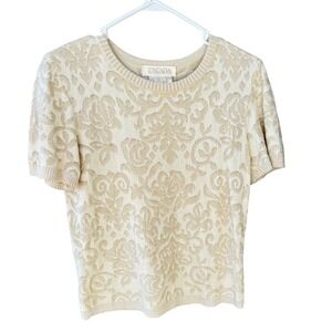 ESCADA short sleeve jacquard‎ knit sweater